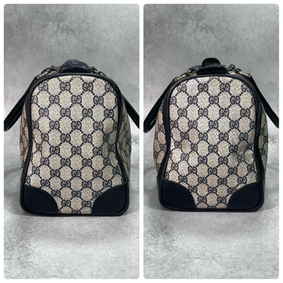 Gucci GG Boston Bag Hand Navy Leather Gold — view 7