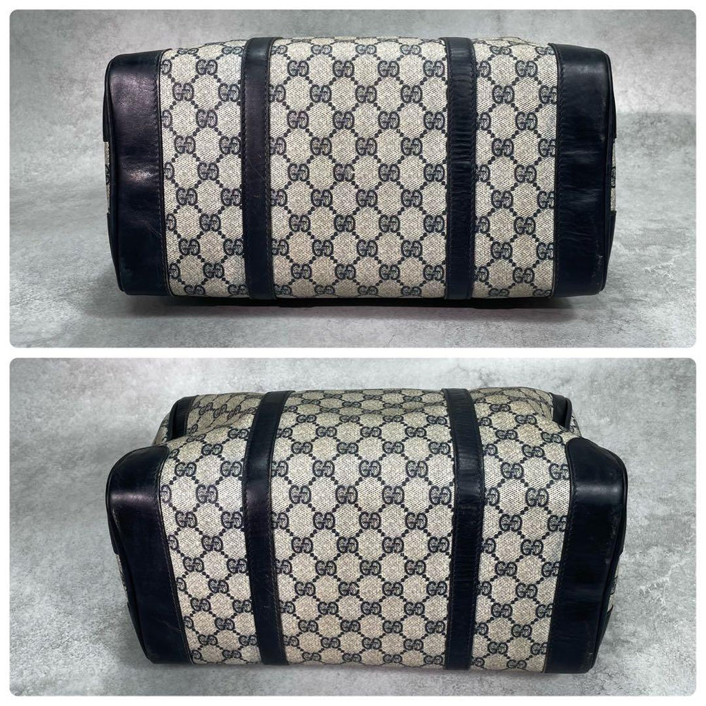 Gucci GG Boston Bag Hand Navy Leather Gold — view 8