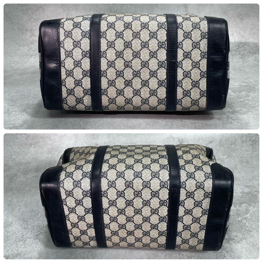 Gucci GG Boston Bag Hand Navy Leather Gold — view 8