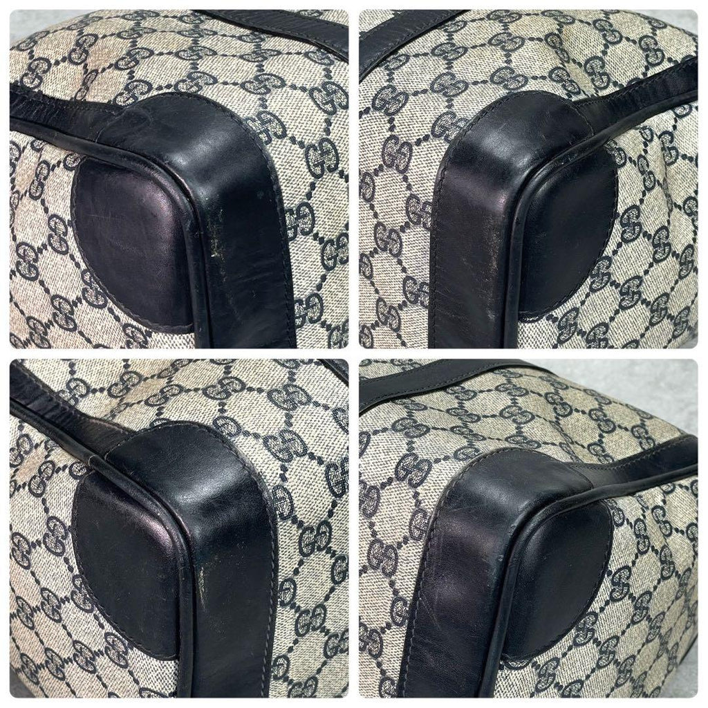 Gucci GG Boston Bag Hand Navy Leather Gold — view 9