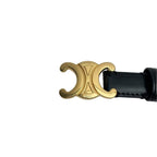 Celine Leather Triomphe Buckle Gold Belt Black — view 7