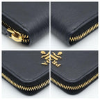 Prada Zip Coin Purse Metal Logo Vitello Move Black — view 8