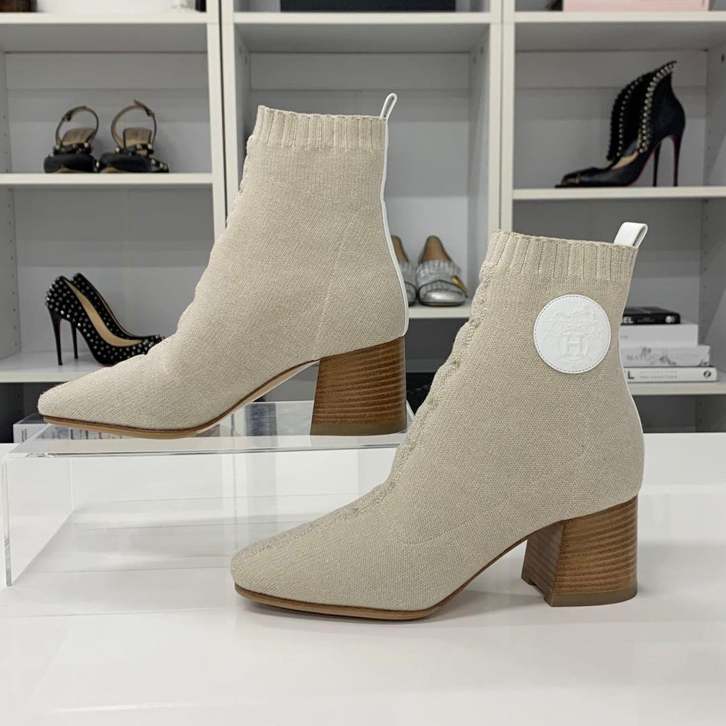 Hermes Vol Vert Knit Leather Exlibris Short Boots — view 2