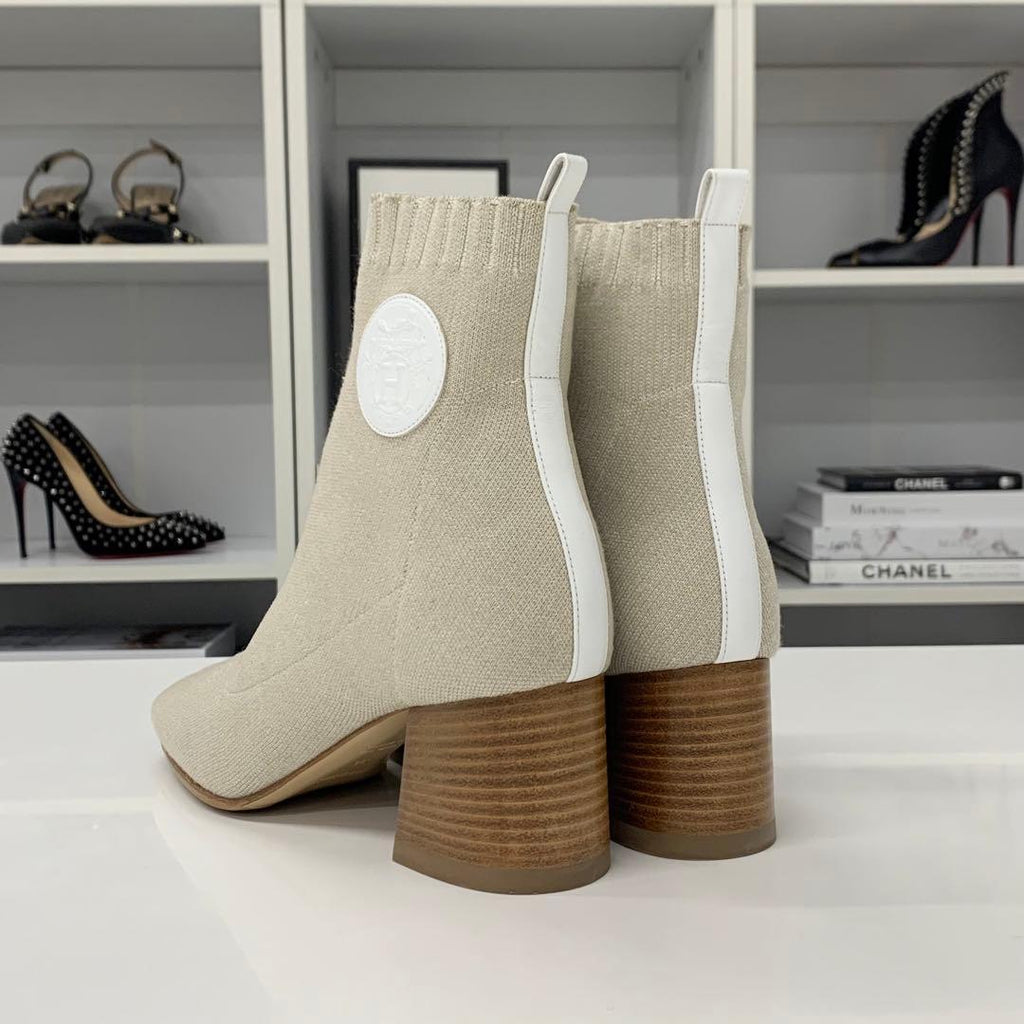 Hermes Vol Vert Knit Leather Exlibris Short Boots — view 5