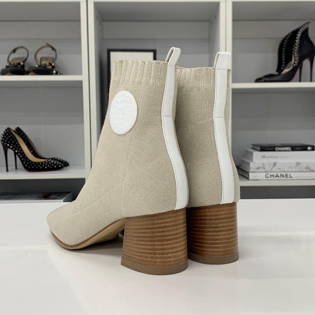 Hermes Vol Vert Knit Leather Exlibris Short Boots — view 5