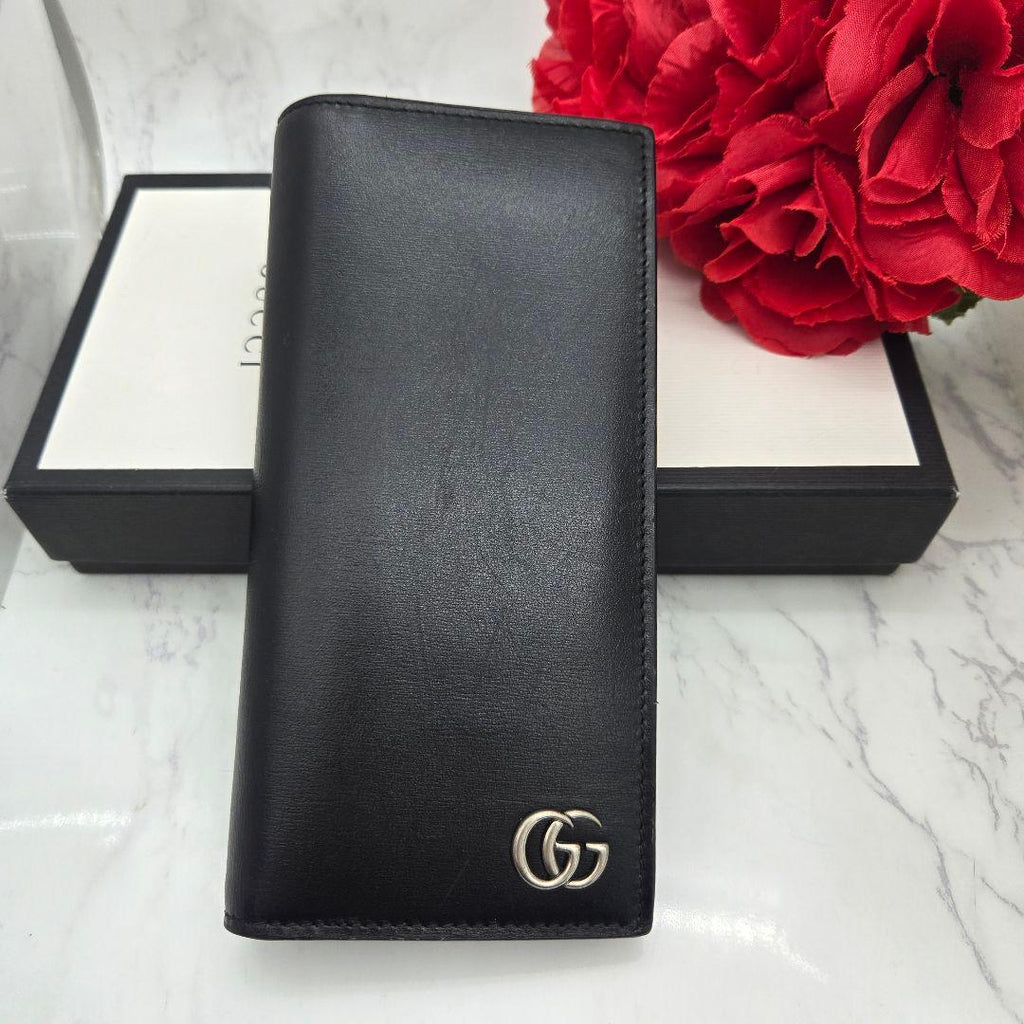 Gucci Wallet GG Marmont Silver Black
