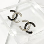 Chanel Earrings CC Logo Rhinestone Gold — view 2