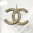Chanel Earrings CC Logo Rhinestone Gold — view 5