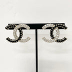 Chanel Earrings CC Logo Rhinestone Gold — view 6