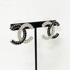 Chanel Earrings CC Logo Rhinestone Gold — view 7