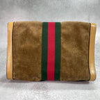 Gucci Sherry Line Clutch Suede Brown Leather — view 3
