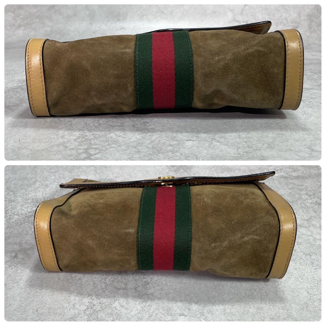 Gucci Sherry Line Clutch Suede Brown Leather — view 6