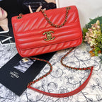Chanel Mademoiselle Shoulder Bag Red Gold