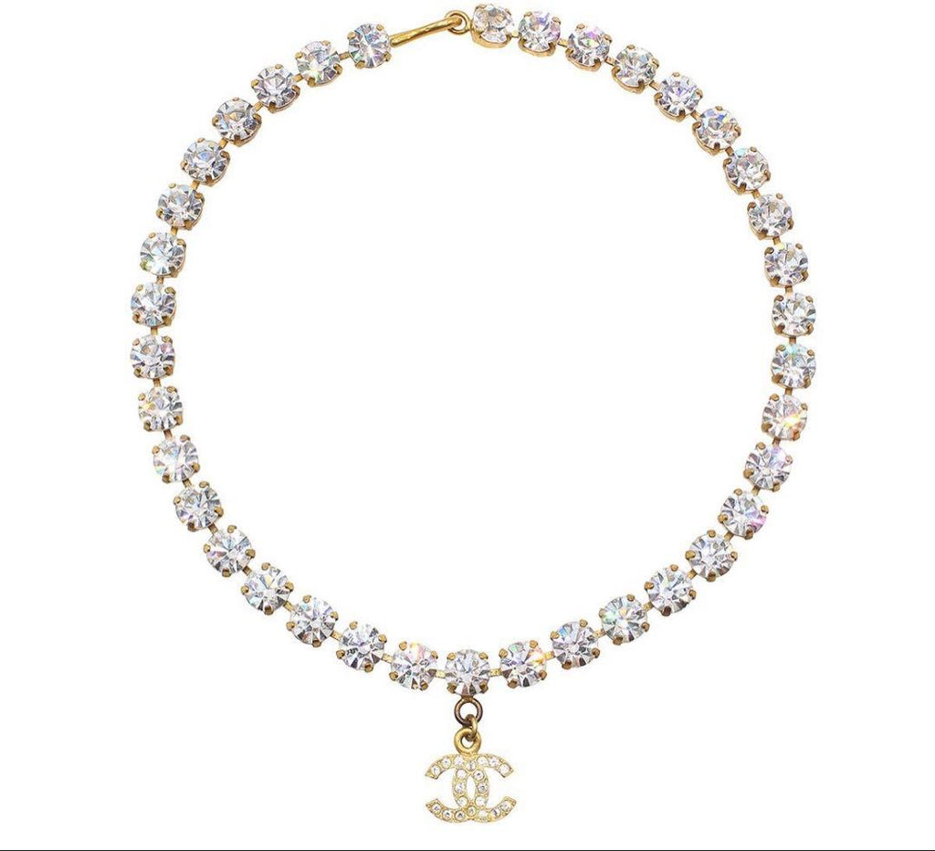 Chanel CC Logo Rhinestone Necklace — view 2