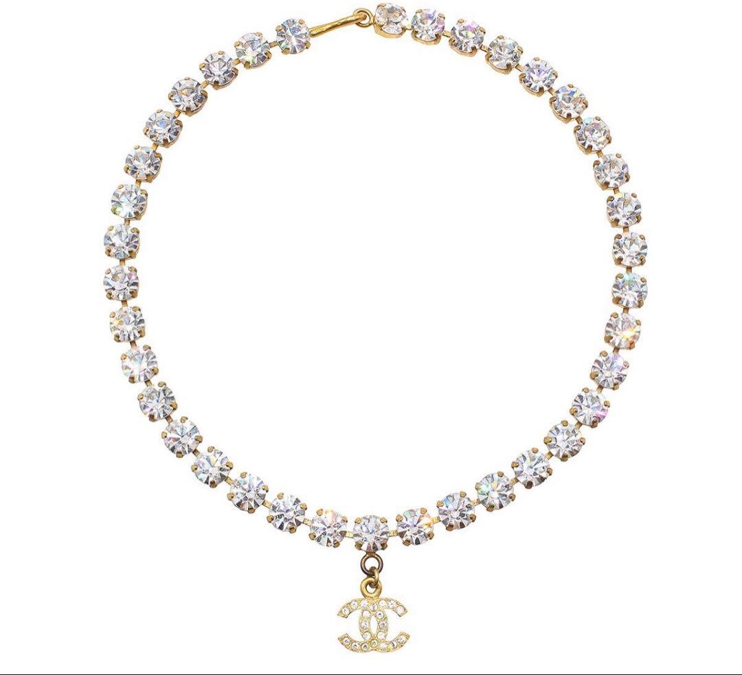 Chanel CC Logo Rhinestone Necklace — view 2