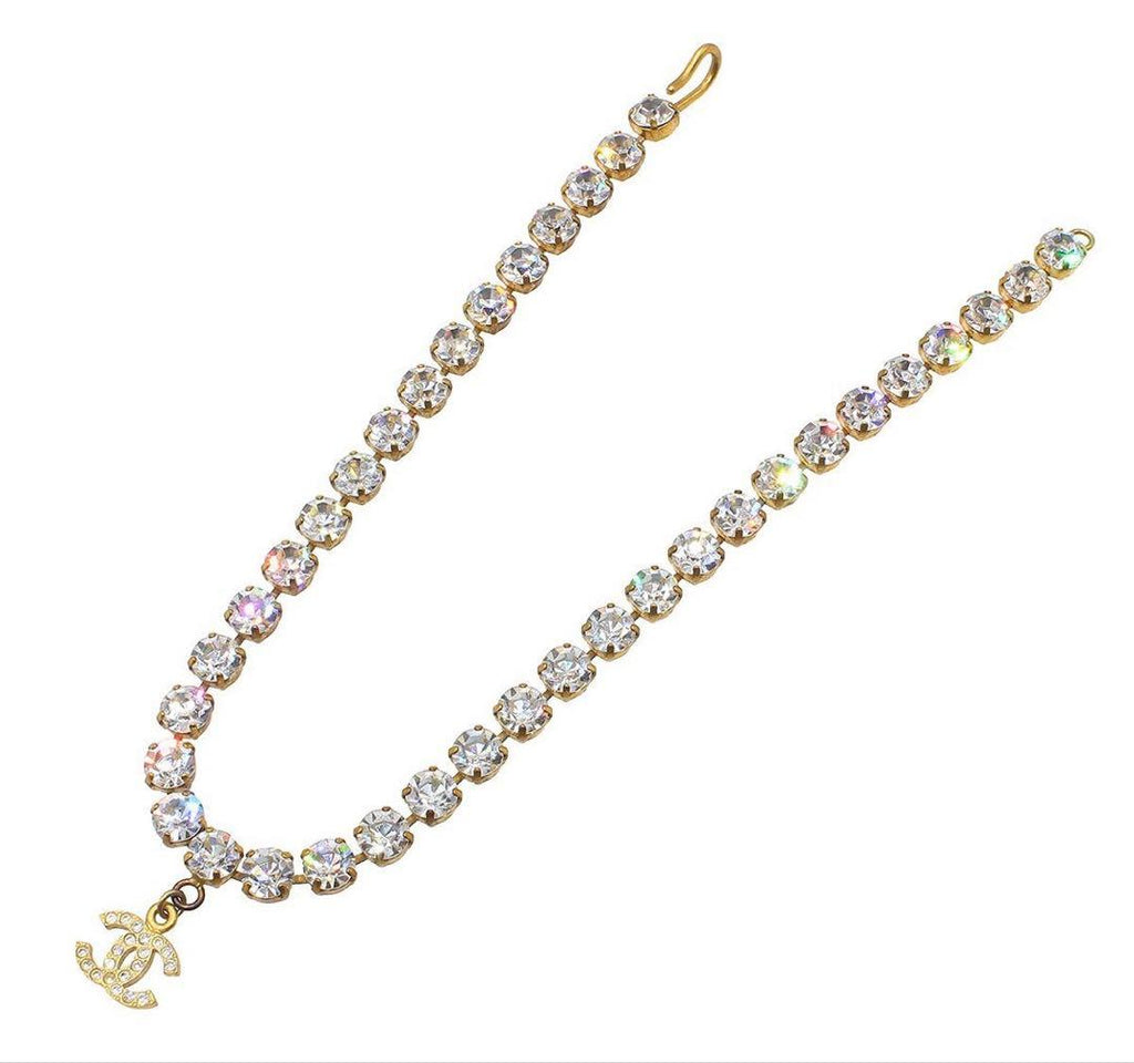 Chanel CC Logo Rhinestone Necklace — view 3