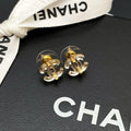 Chanel CC Logo Earrings Clear Icon Gold Coco