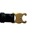 Celine Leather Gold Triomphe Buckle Belt Black — view 8