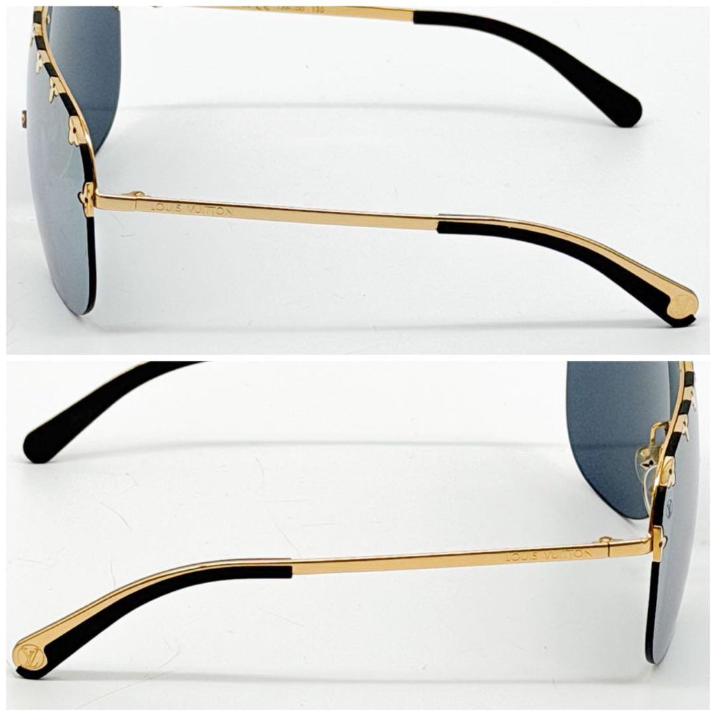 Louis Vuitton Mirror Sunglasses Flower Monogram Gold Eyewear — view 5