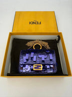Fendi Nano Baguette Charm Purple Rain Sequins Keychain