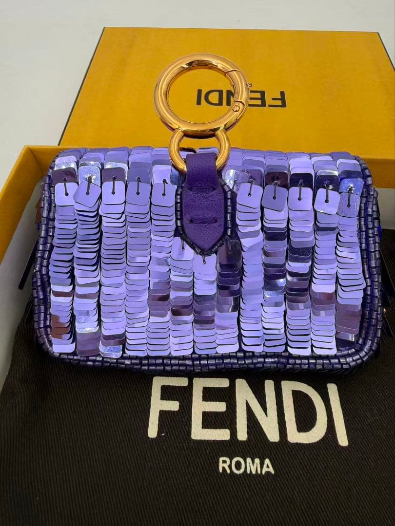 Fendi Nano Baguette Charm Purple Rain Sequins Keychain — view 2
