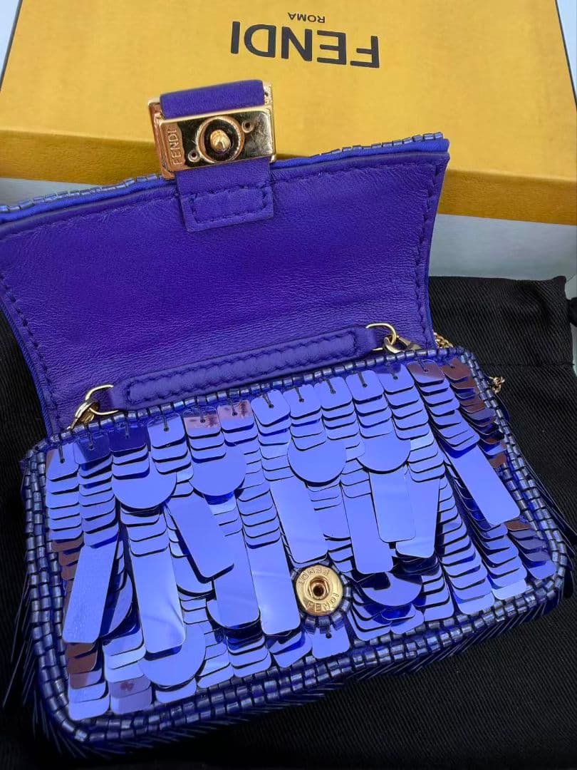 Fendi Nano Baguette Charm Purple Rain Sequins Keychain — view 3