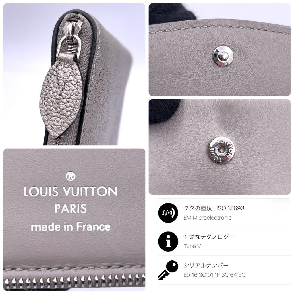 Louis Vuitton Mahina Metallic Gray Zippy Compact Wallet Handbag — view 9