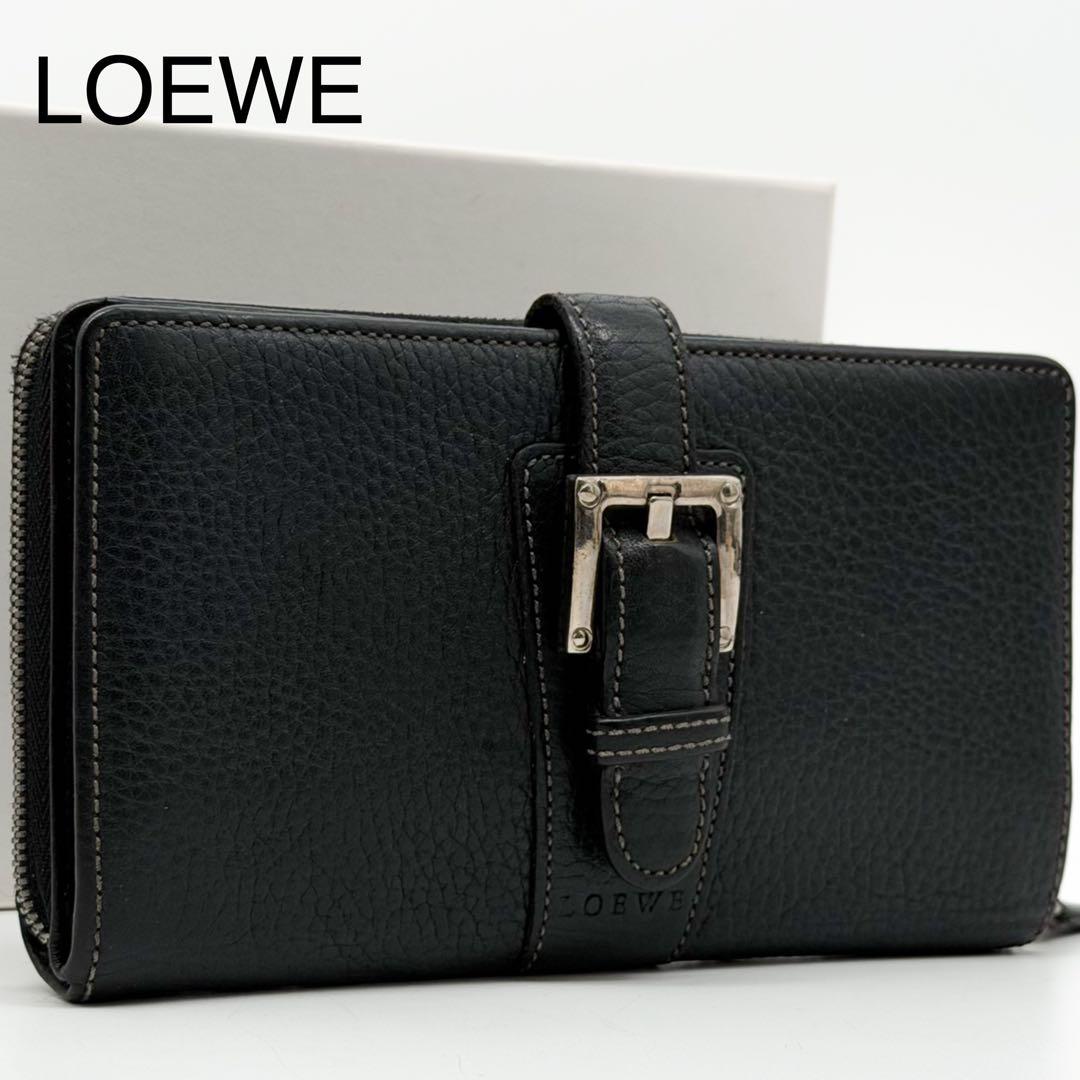 Loewe Senda Wallet Black Zip Around Leather