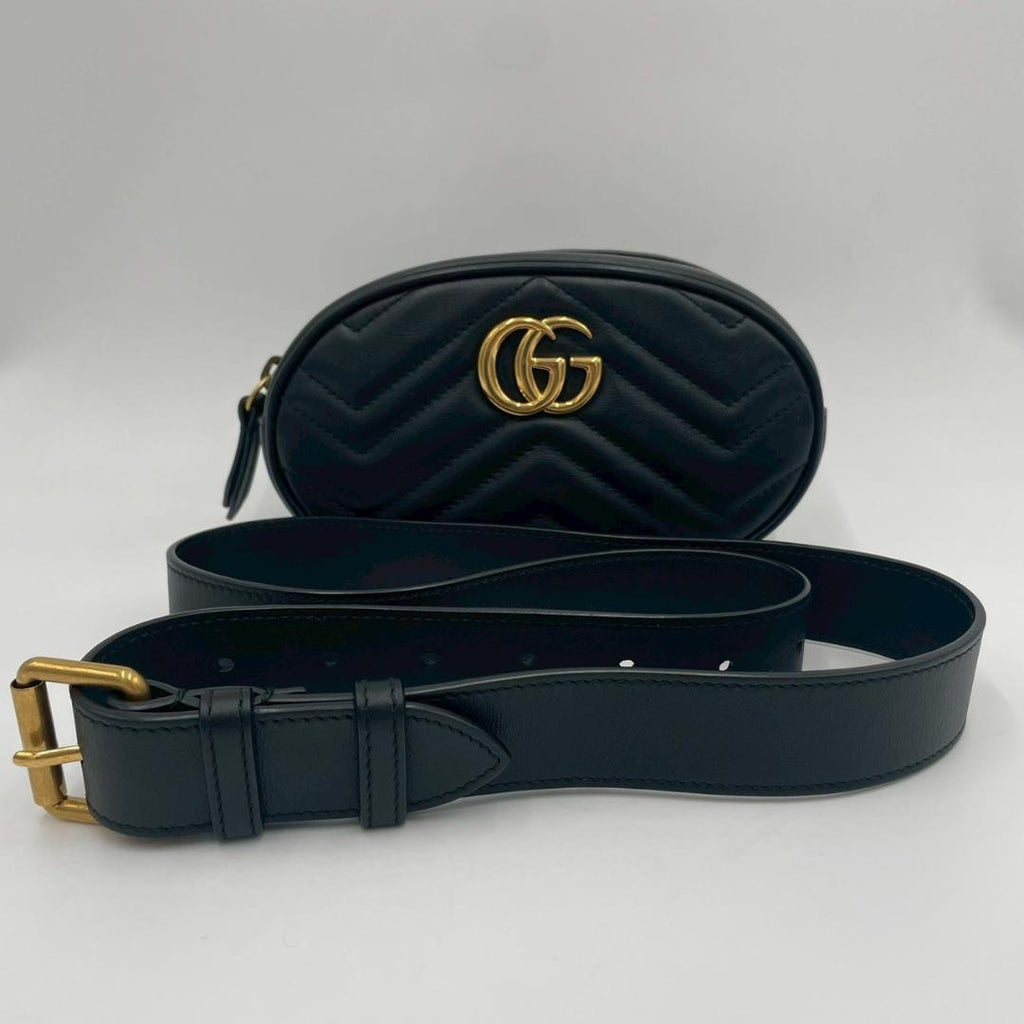 Gucci Marmont Matelasse Leather Belt Bag Black — view 2