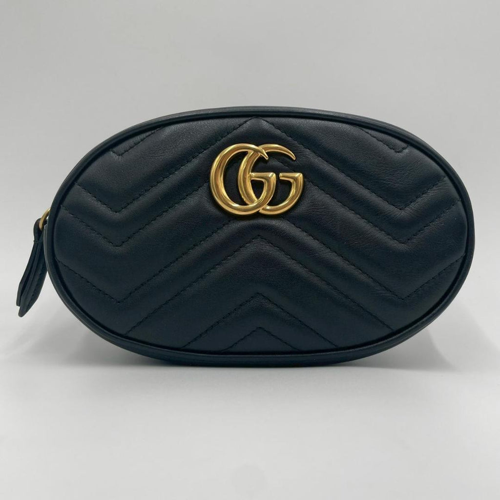 Gucci Marmont Matelasse Leather Belt Bag Black — view 3