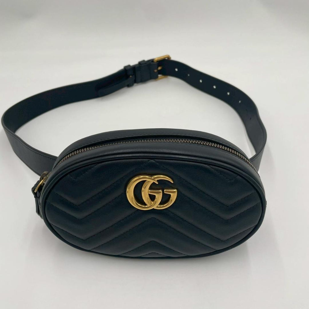 Gucci Marmont Matelasse Leather Belt Bag Black — view 5