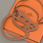 Hermes Paddock Cheval Charm Hose Leather Brown Keychain