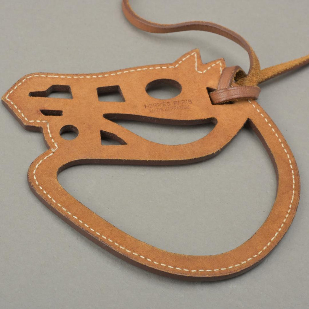 Hermes Paddock Cheval Charm Hose Leather Brown Keychain — view 4
