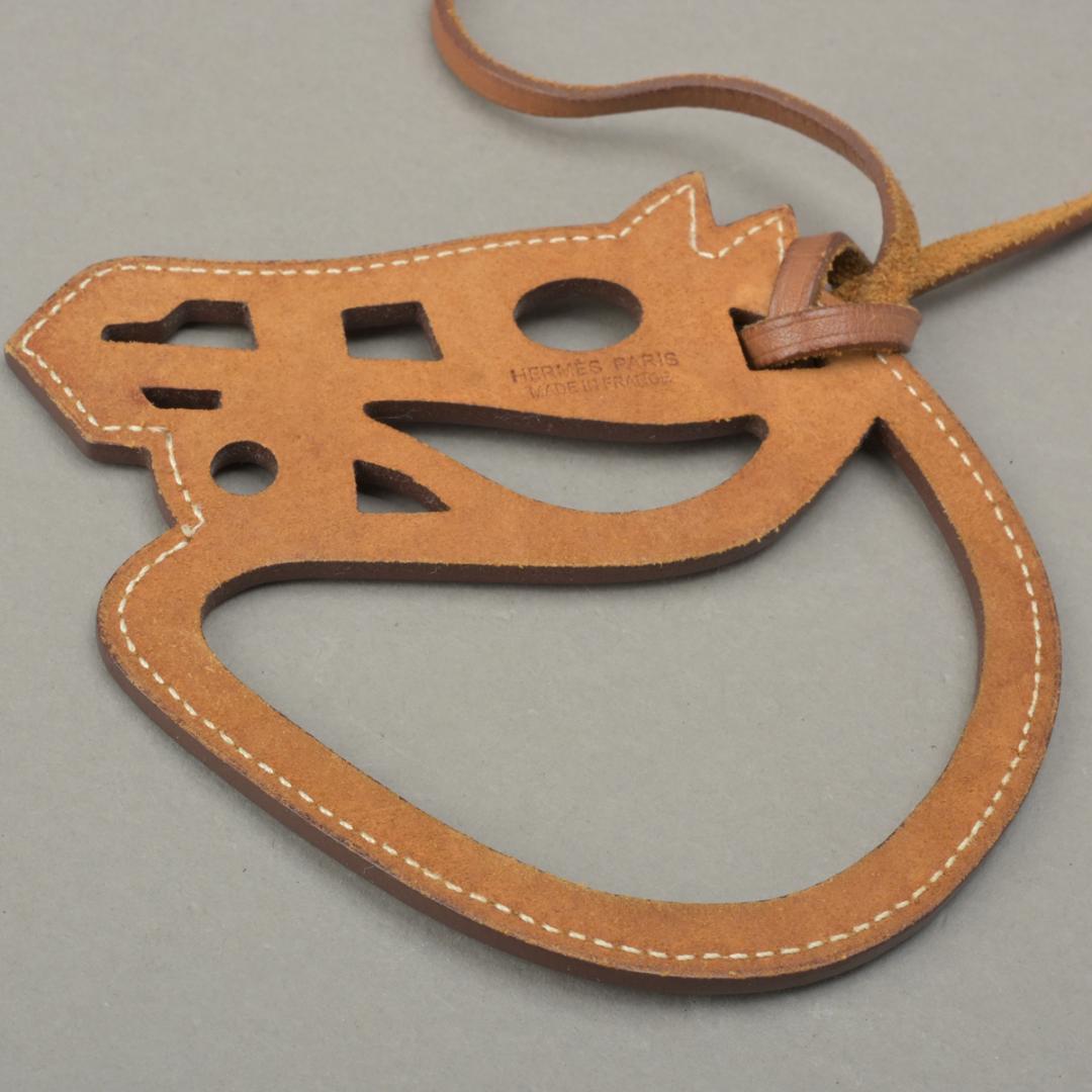 Hermes Paddock Cheval Charm Hose Leather Brown Keychain — view 4