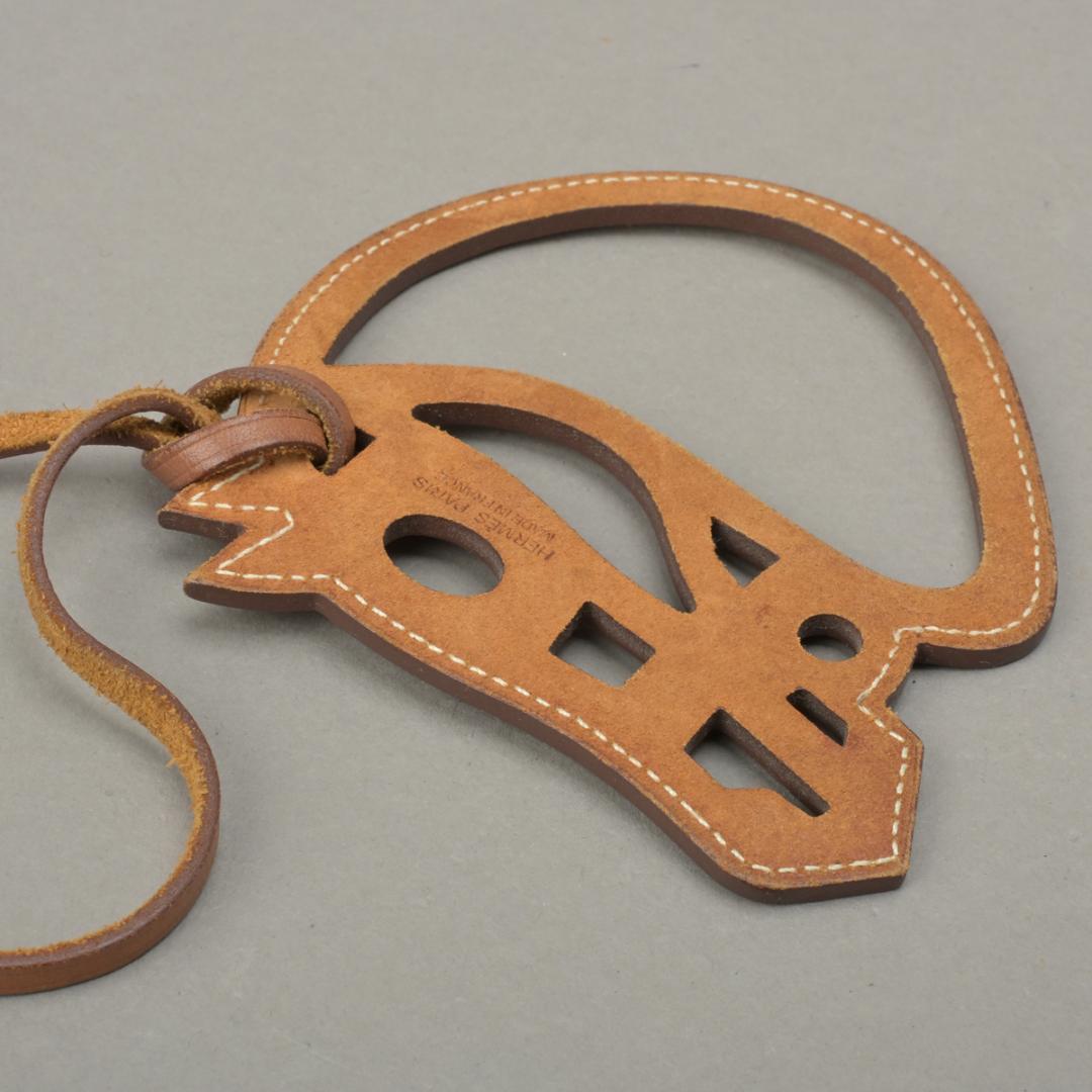 Hermes Paddock Cheval Charm Hose Leather Brown Keychain — view 5