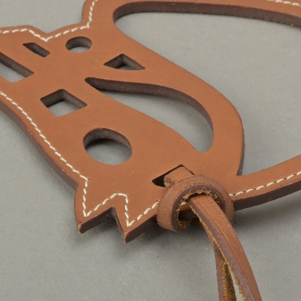 Hermes Paddock Cheval Charm Hose Leather Brown Keychain — view 6
