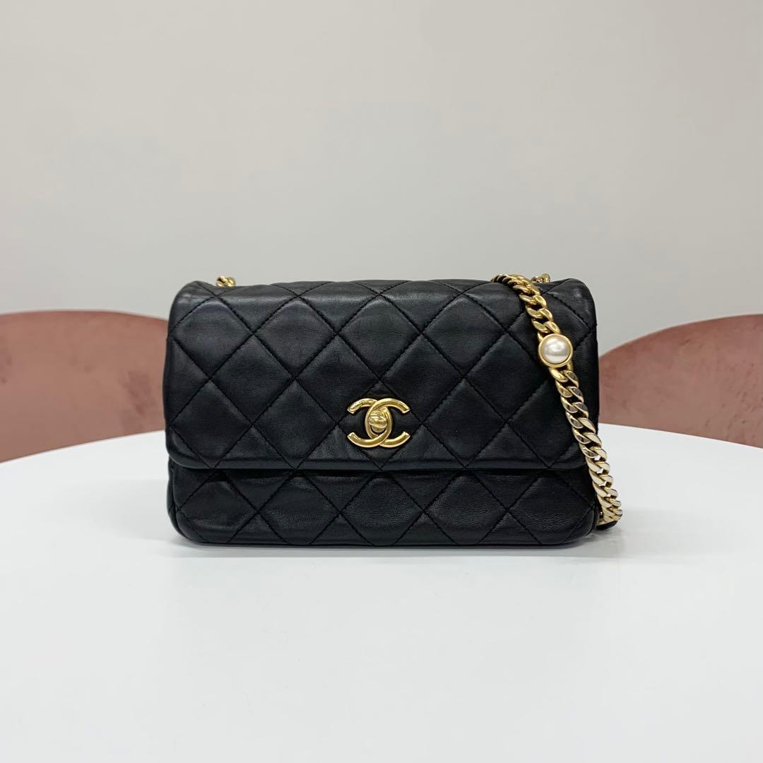 Chanel Quilted Lambskin Turnlock CC Logo Shoulder