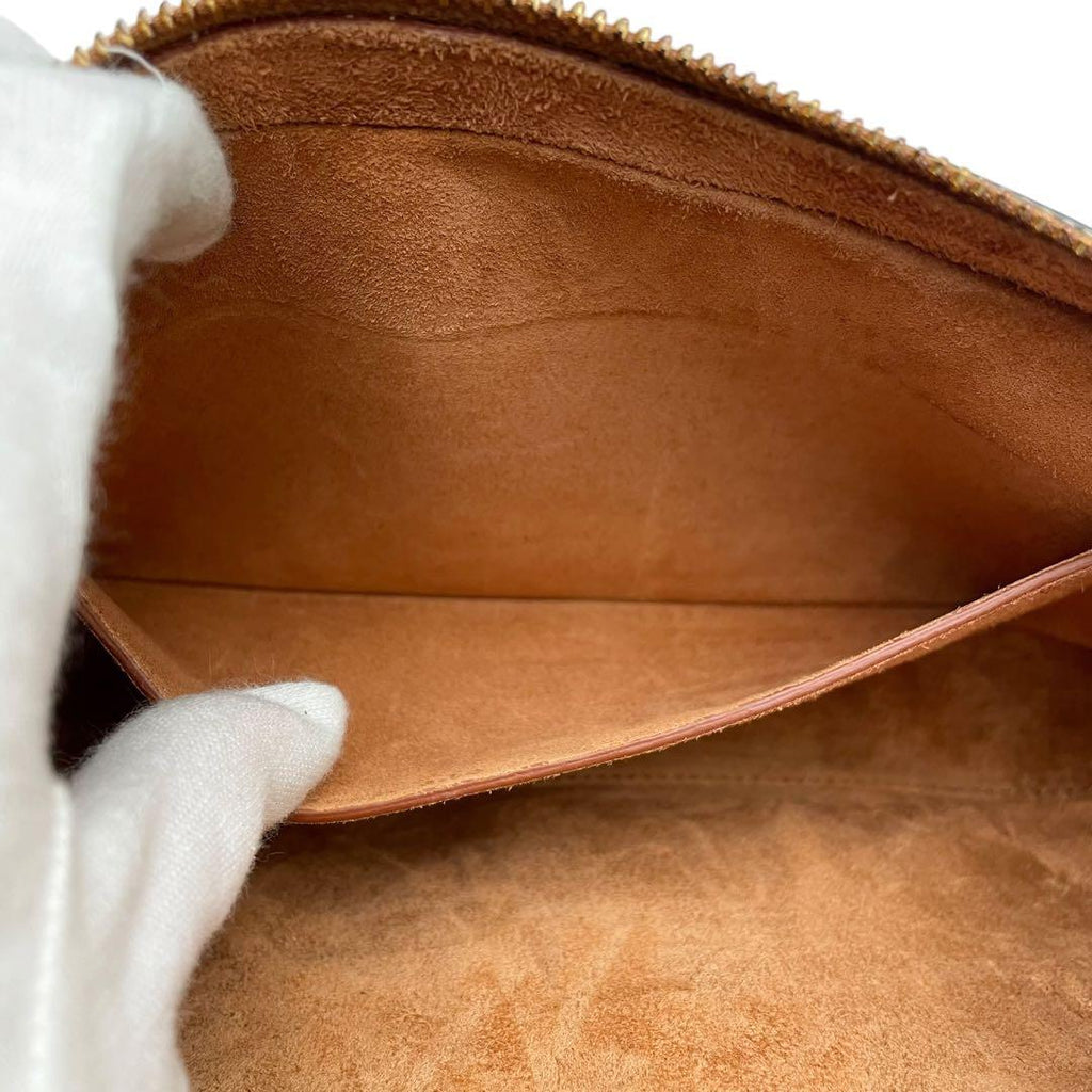 Celine Leather Triomphe Logo Shoulder Hand Bag Brown — view 9