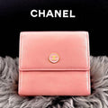 Chanel Wallet Coco Buttons Snap Trifold Pink