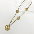 Chanel Necklace CC Logo Plate Gold