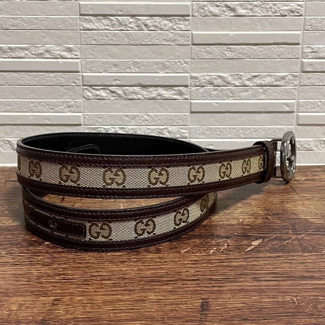 Gucci GG Interlocking G Buckle Belt Canvas Leather — view 2