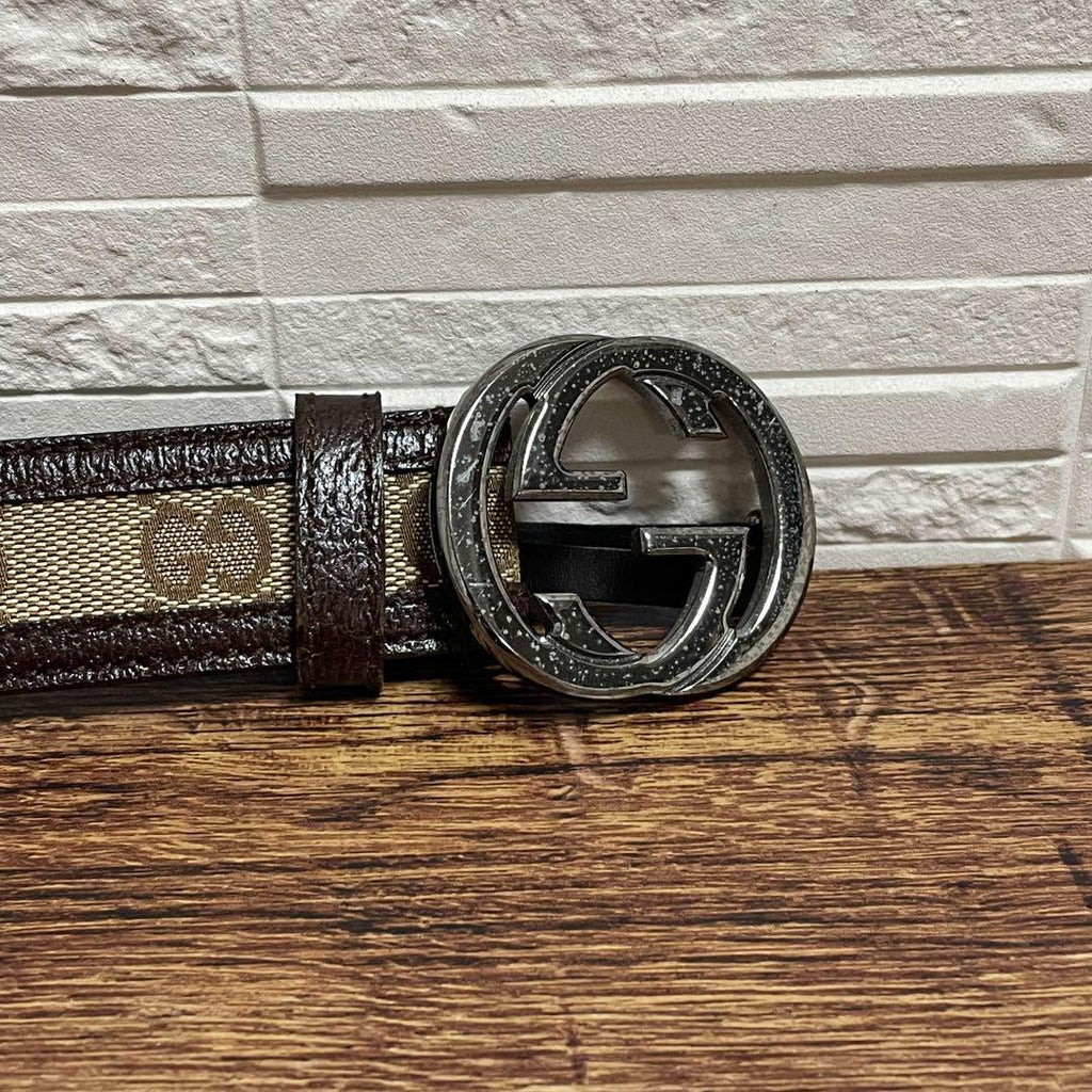 Gucci GG Interlocking G Buckle Belt Canvas Leather — view 4
