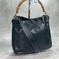 Gucci Shoulder Bag 2-Way Bamboo Black Leather
