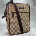 Gucci GG Shoulder Bag Brown Logo Leather Canvas