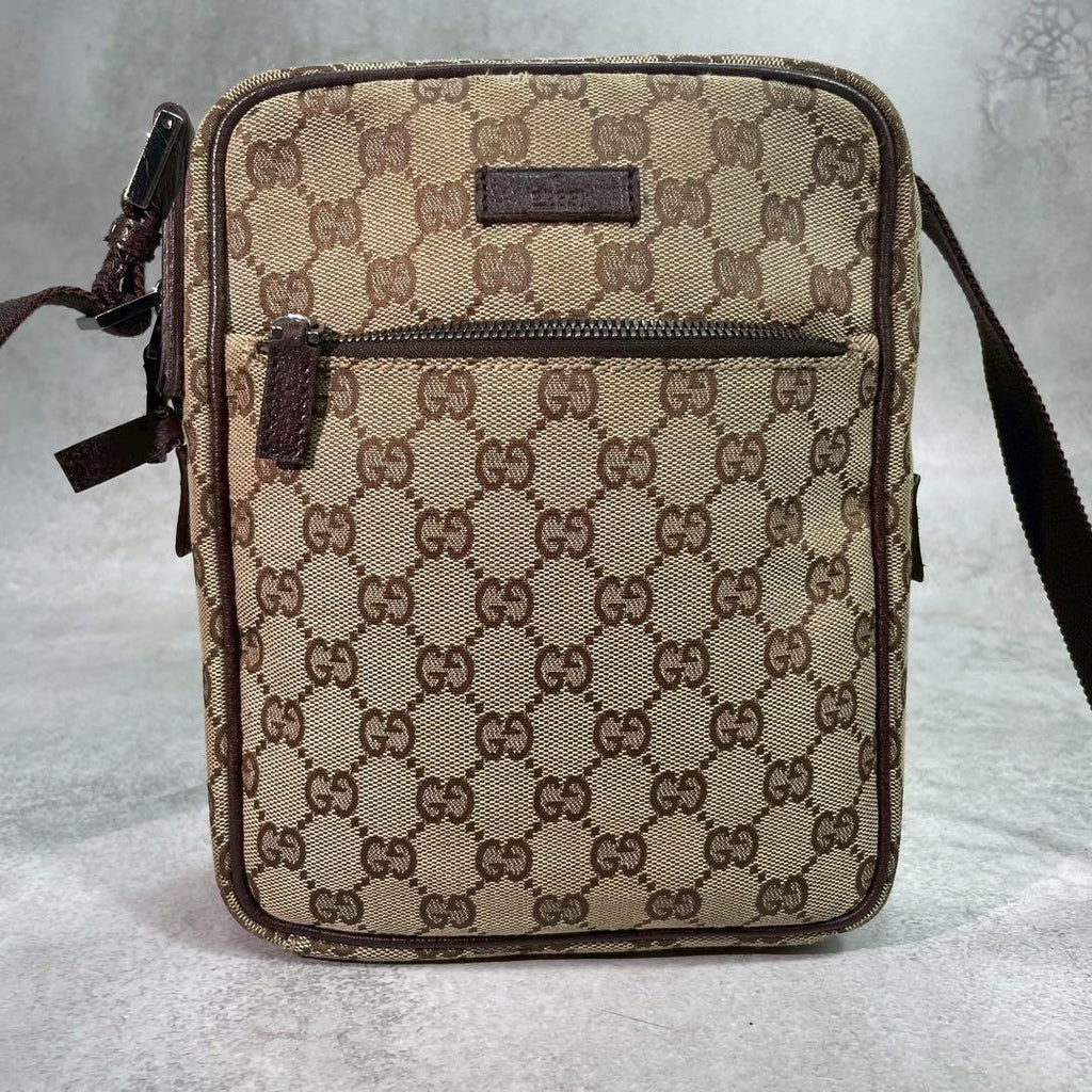 Gucci GG Shoulder Bag Brown Logo Leather Canvas — view 2