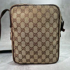 Gucci GG Shoulder Bag Brown Logo Leather Canvas — view 3