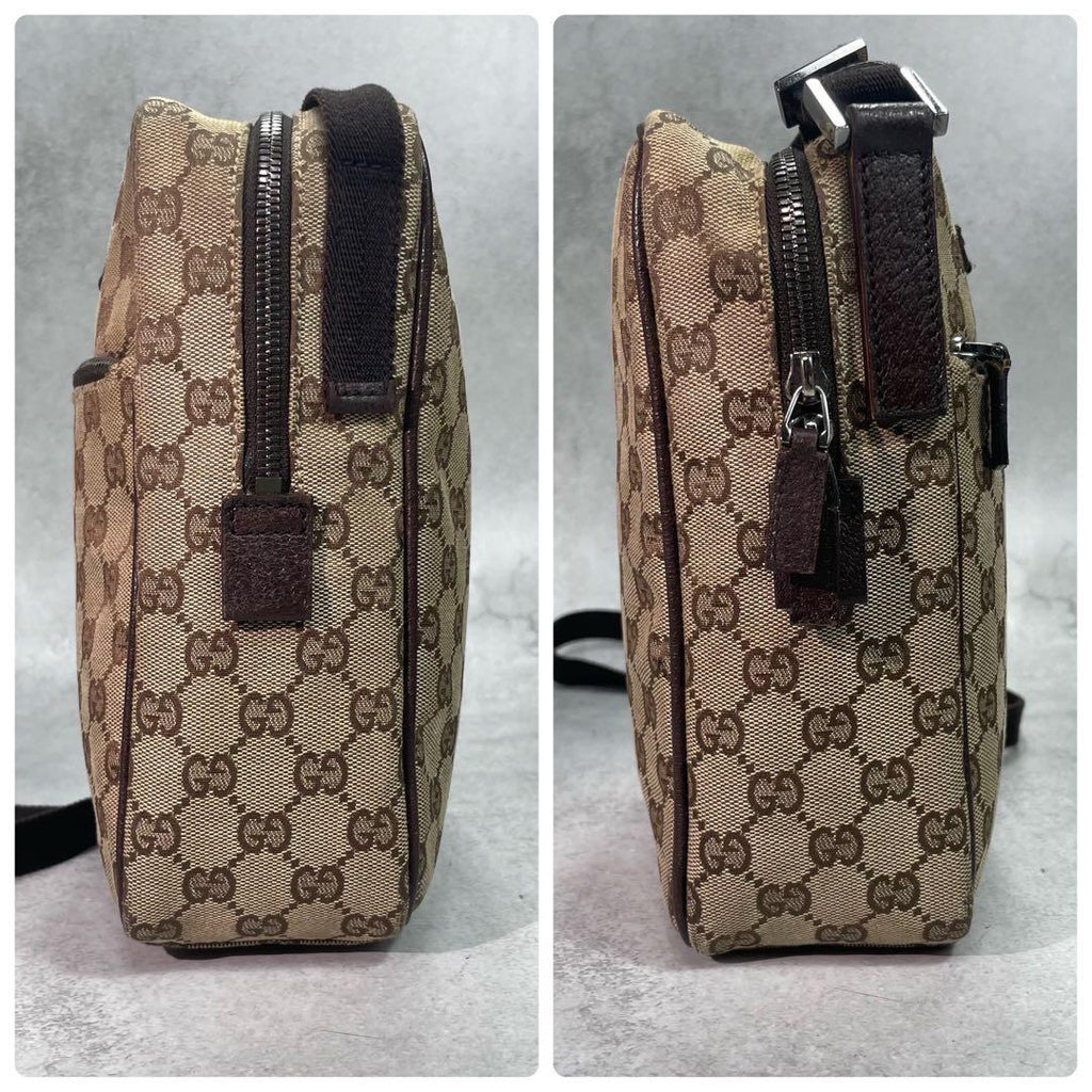 Gucci GG Shoulder Bag Brown Logo Leather Canvas — view 7