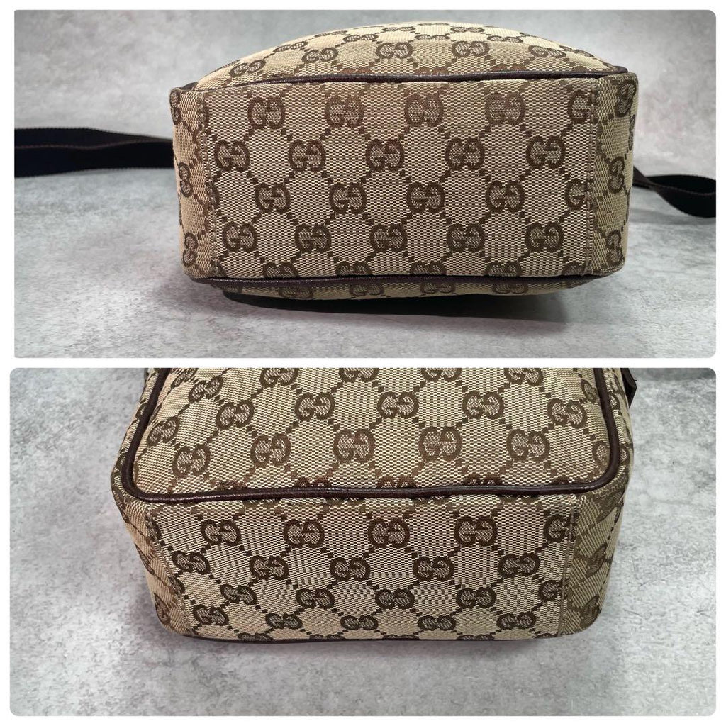 Gucci GG Shoulder Bag Brown Logo Leather Canvas — view 8