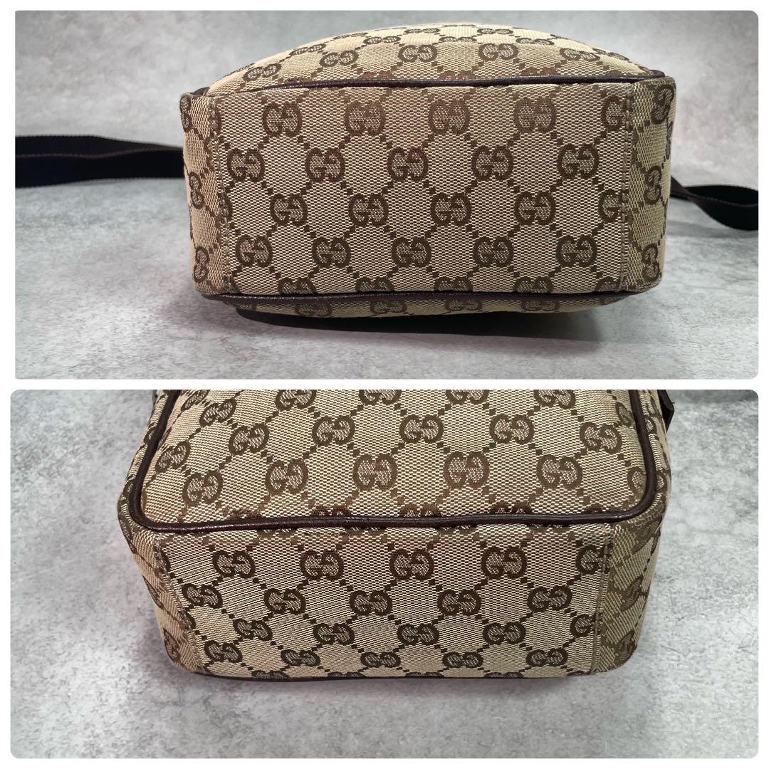Gucci GG Shoulder Bag Brown Logo Leather Canvas — view 8