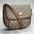 Gucci GG Shoulder Bag Brown Beige Leather Logo